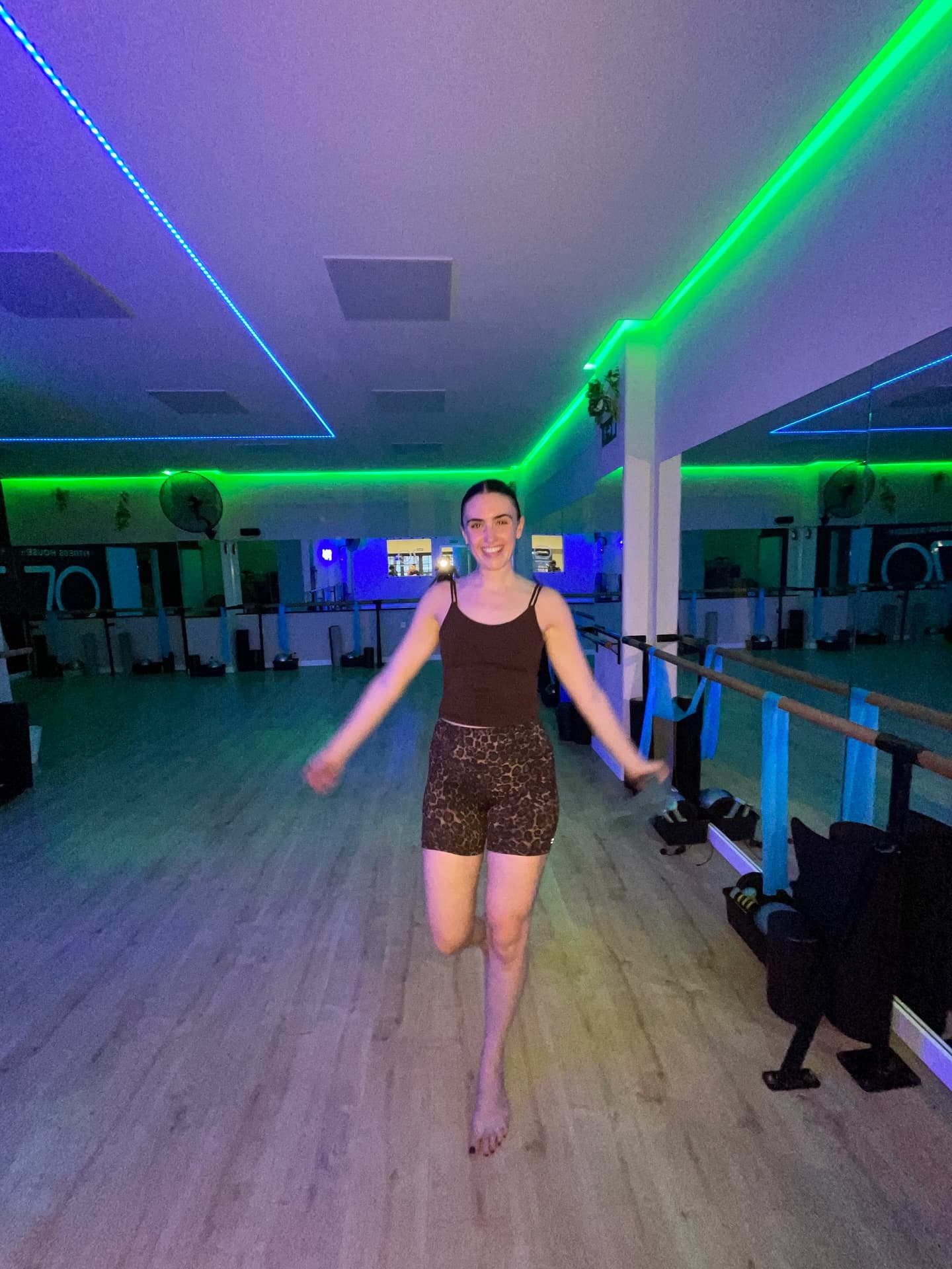 Photo by Anna Wicks in Riverside Studios. May be an image of 1 person, dancing, practising yoga, activewear and text.